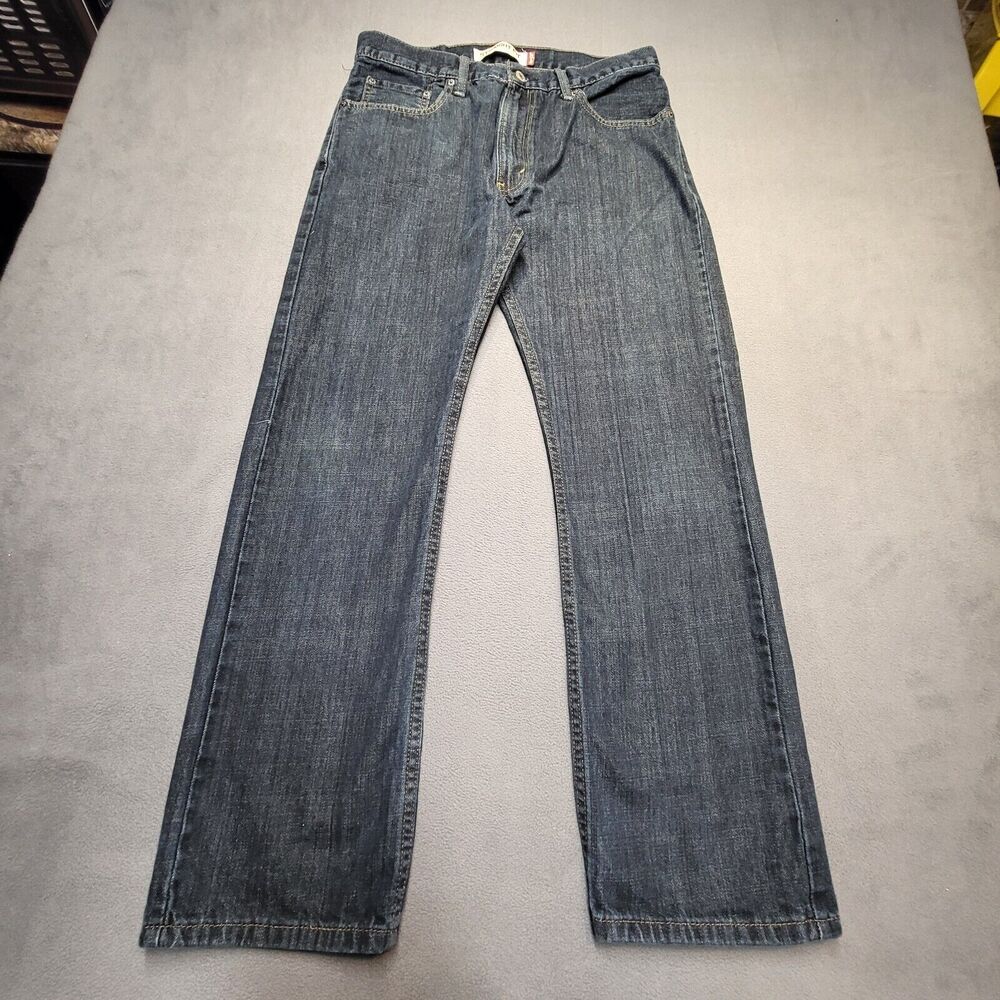Levi's 505 Men's 31x29 Regular Fit Straight Leg Denim Blue Jeans Distressed